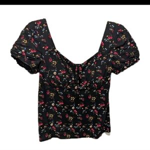 No Boundaries Coquette Maiden Babydoll Top S Dark Floral Whimsigoth Fairy 90s Y2